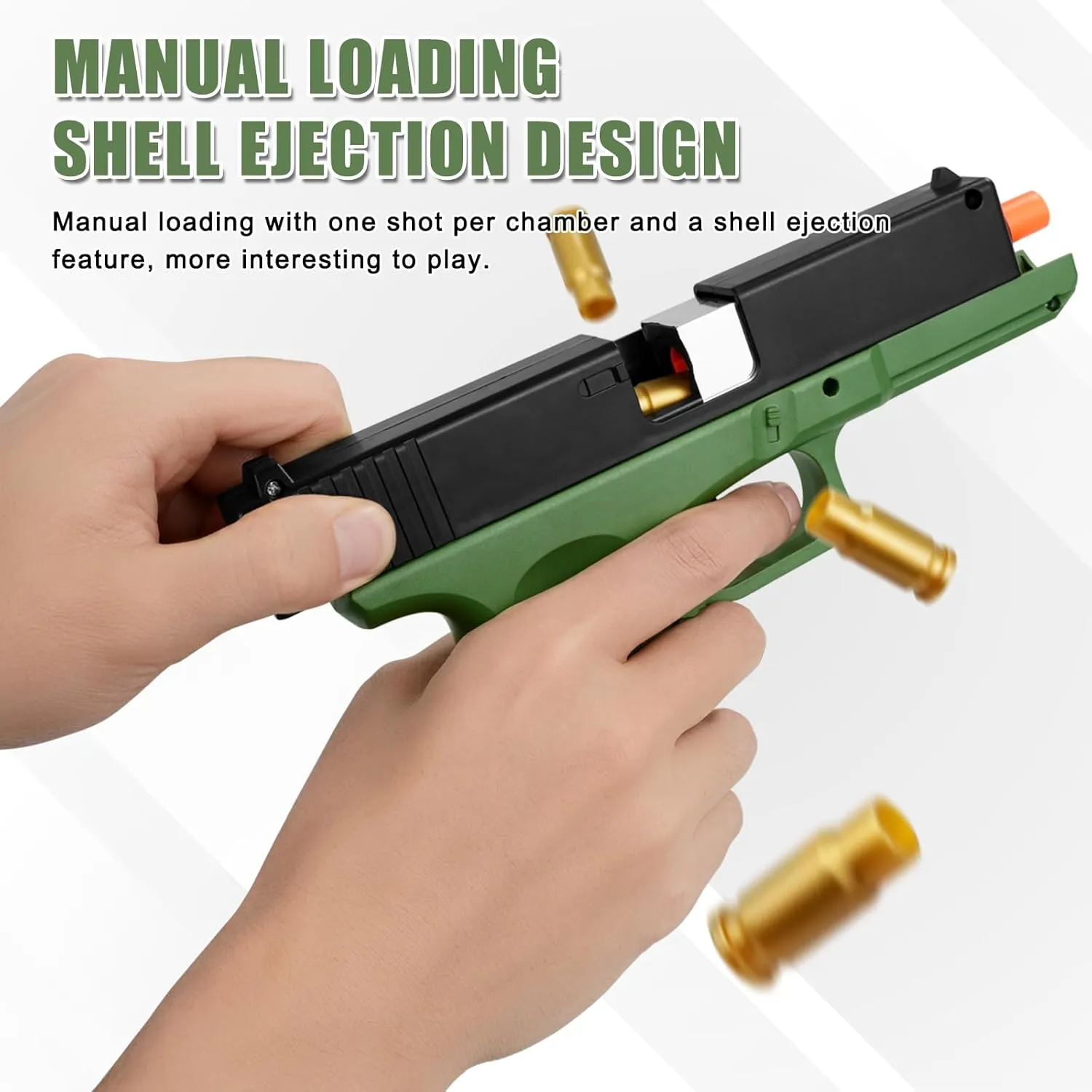 Soft Bullet Toy Gun Shell Ejecting with 30 Bullets, Toy Gun Pistol for Boys, Realistic Foam Dart Blaster Toy Gun, Shooting Game Toy Pistol Model, Christmas Birthday Gifts for Boys Girls Age 6  (Green)
