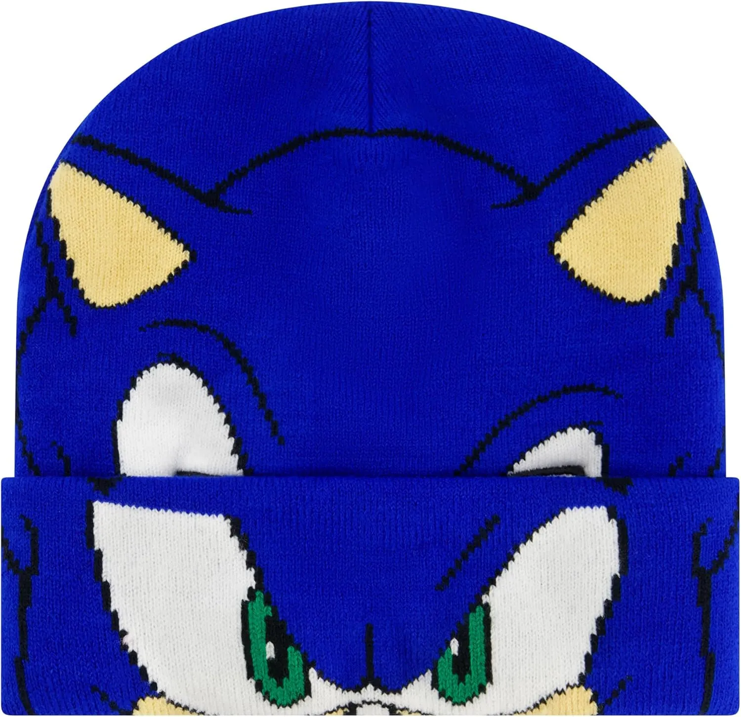 Sonic The Hedgehog Beanie Hat, Sonic Face with Mesh Eye, Blue, One Size