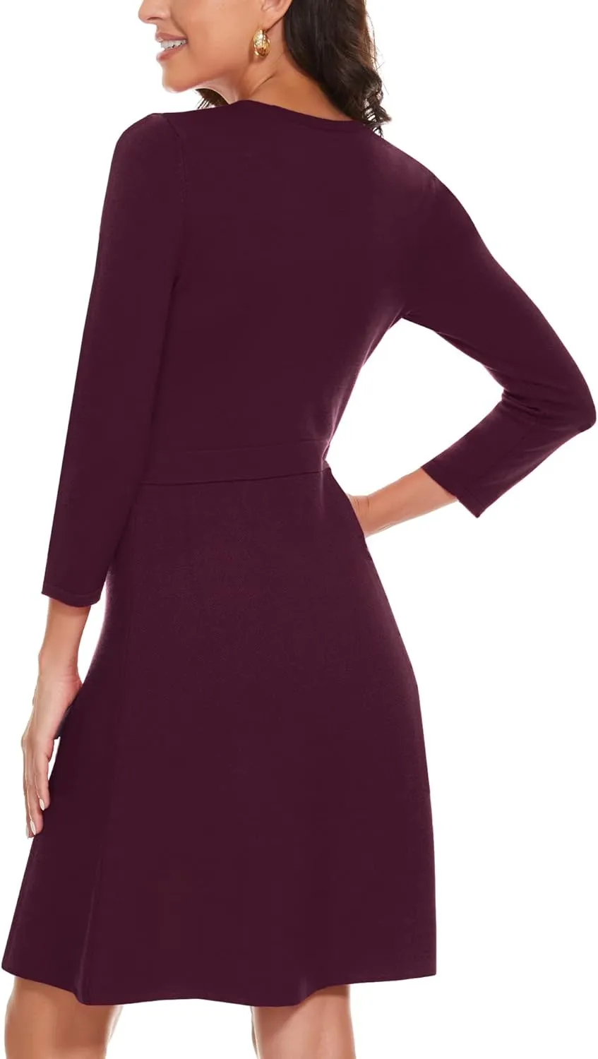 Spicy Sandia Women's Sweater Dress A-Line Crew Neck Knit Skater Dress