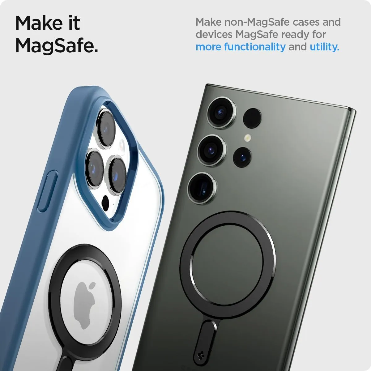 Spigen Magnetic Ring Plate Adapter for MagSafe Compatibile with MagSafe Accessories Wireless Charger for New iPhone 16/15/14/13/12/11, Pixel 9, Samsung Galaxy Z Fold/Z Flip/S and More 1Pack - Black