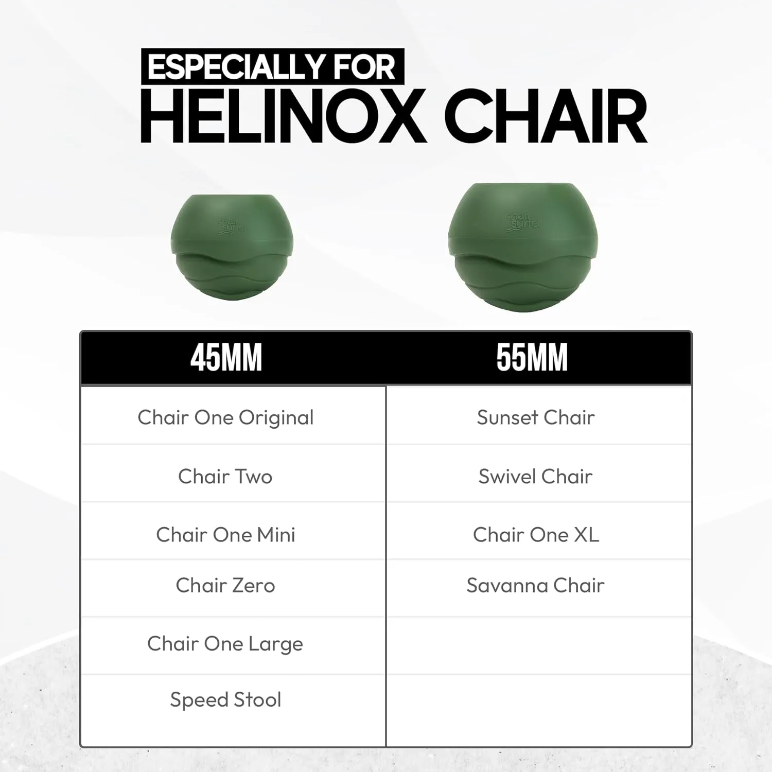 Stabilizing Rubber Ball Feet for Helinox Camping Chair - Durable Outdoor Chair Leg Cap, Help Stability on Rugged and Uneven Surfaces (Military Khaki, 45mm)