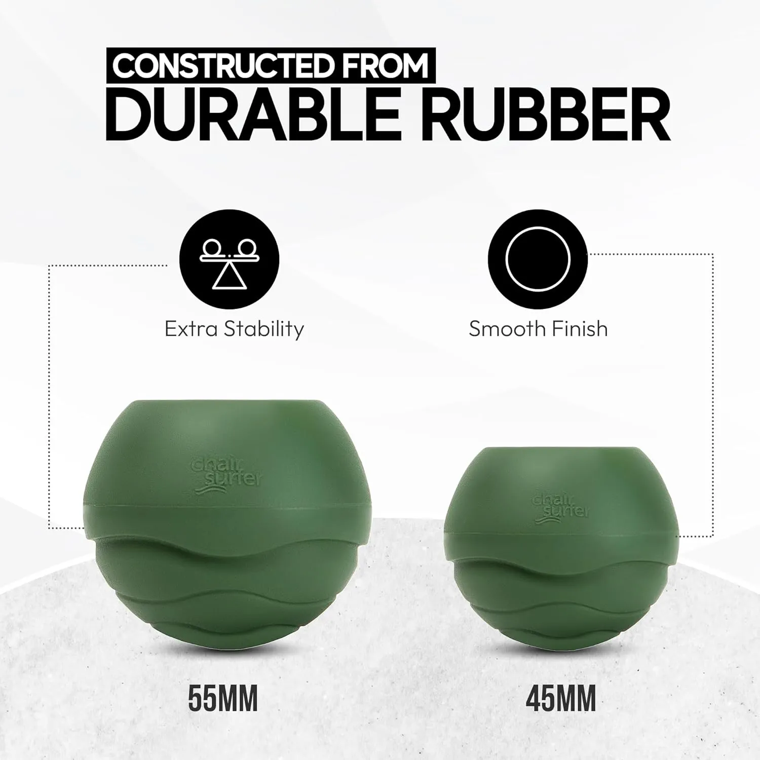 Stabilizing Rubber Ball Feet for Helinox Camping Chair - Durable Outdoor Chair Leg Cap, Help Stability on Rugged and Uneven Surfaces (Military Khaki, 45mm)
