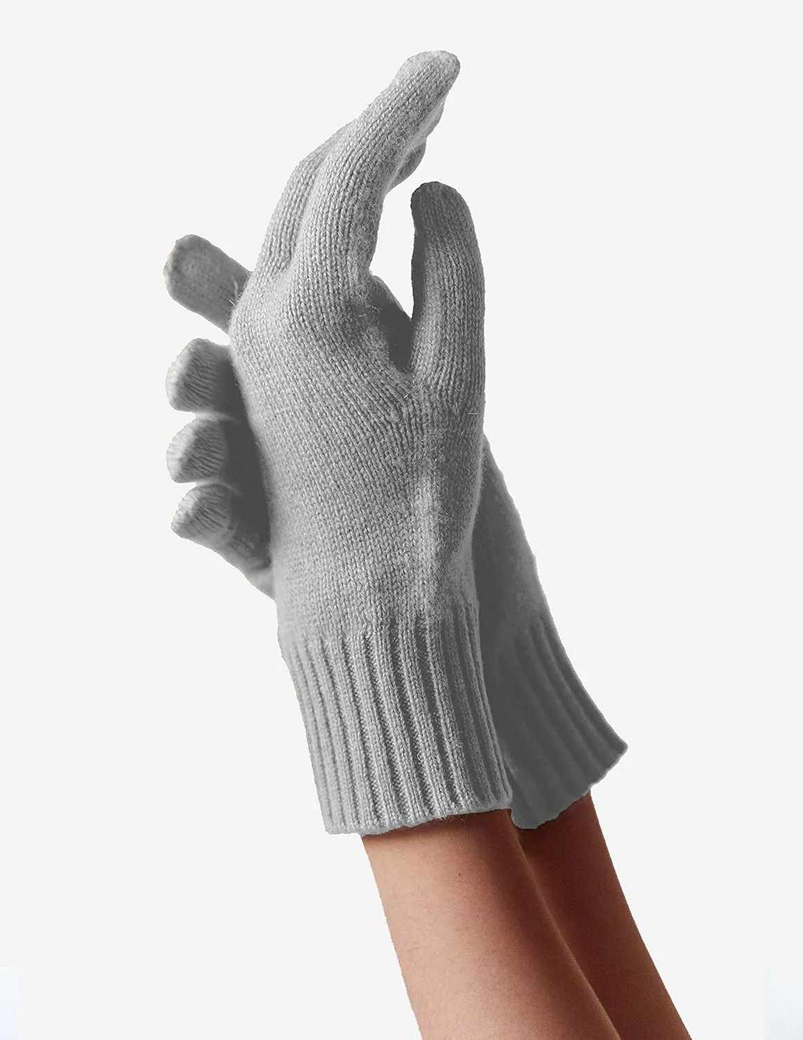 State Cashmere Classic Jersey Knit Gloves 100% Pure Cashmere Ribbed Cuffs