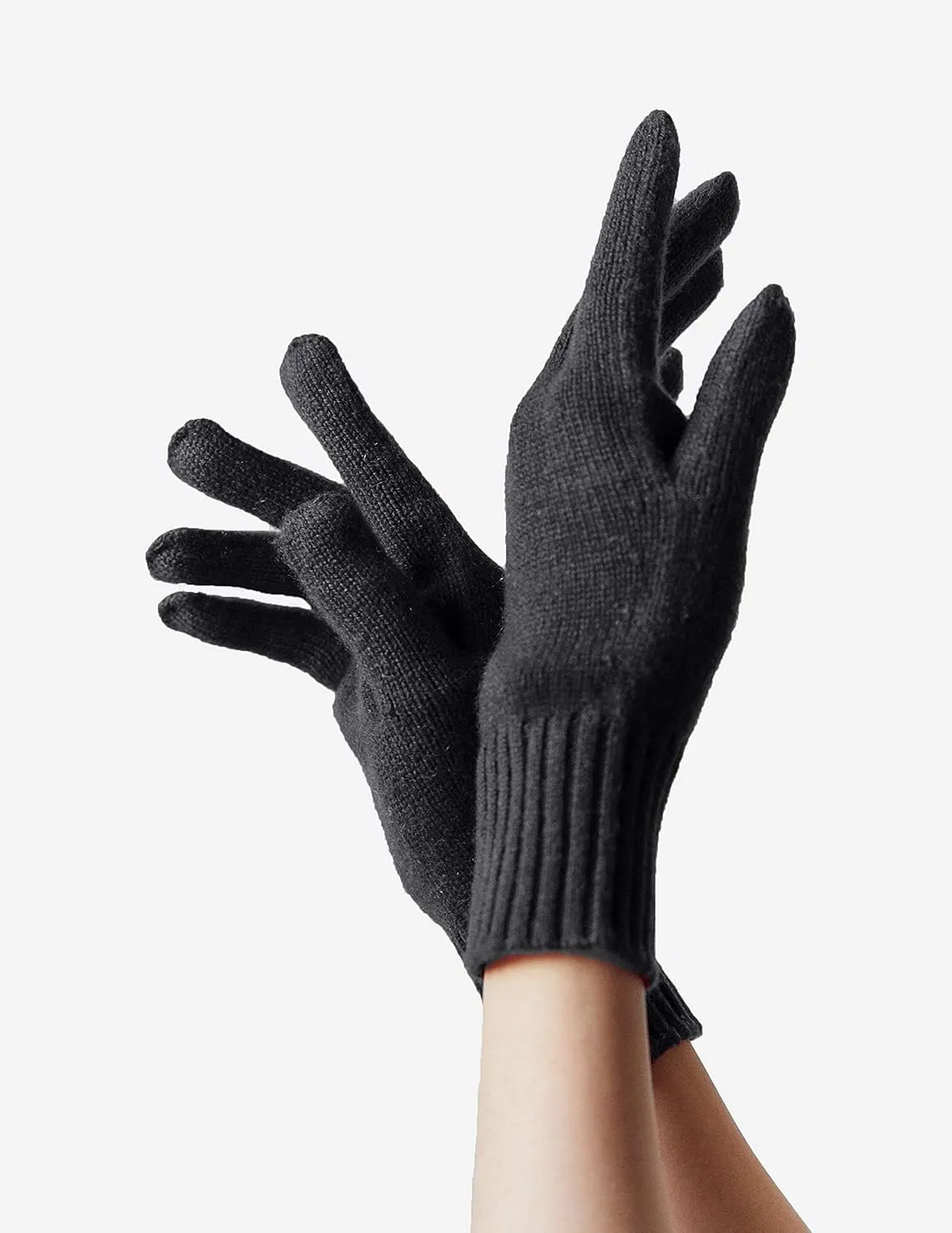 State Cashmere Classic Jersey Knit Gloves 100% Pure Cashmere Ribbed Cuffs