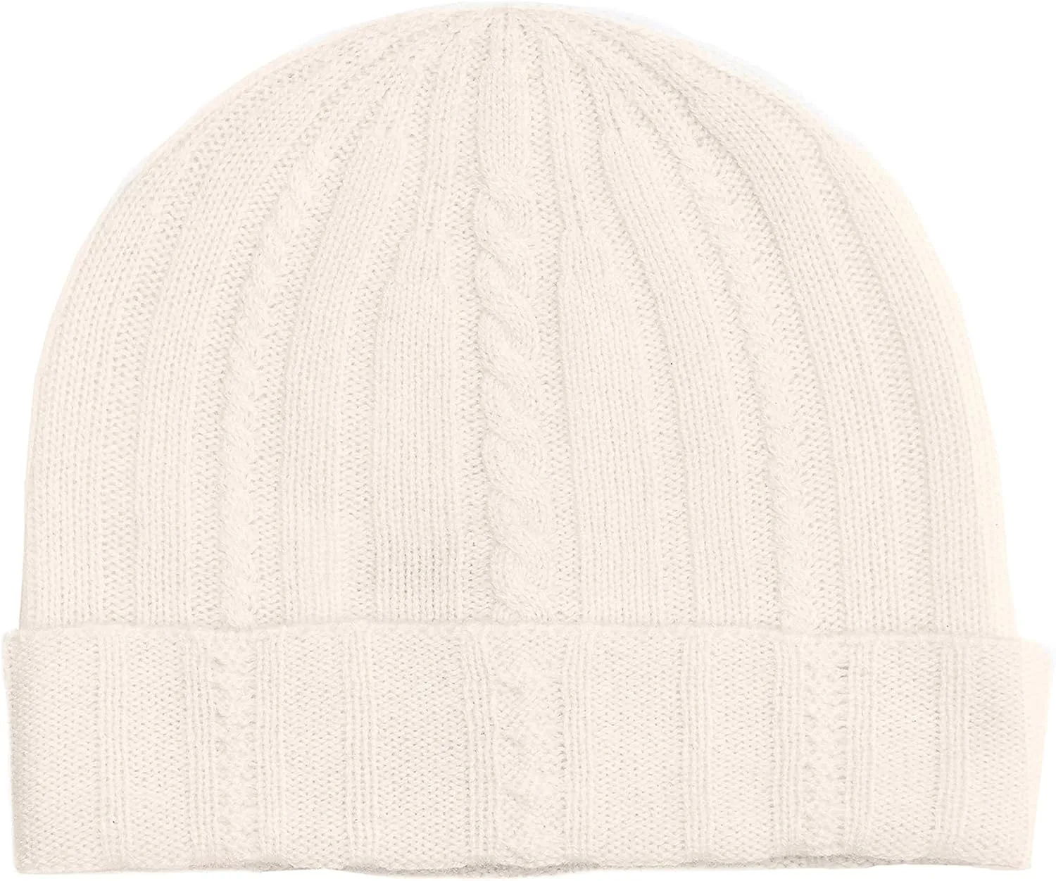 State Cashmere Unisex Cable Knit Cuffed Beanie 100% Pure Cashmere Foldover Hat