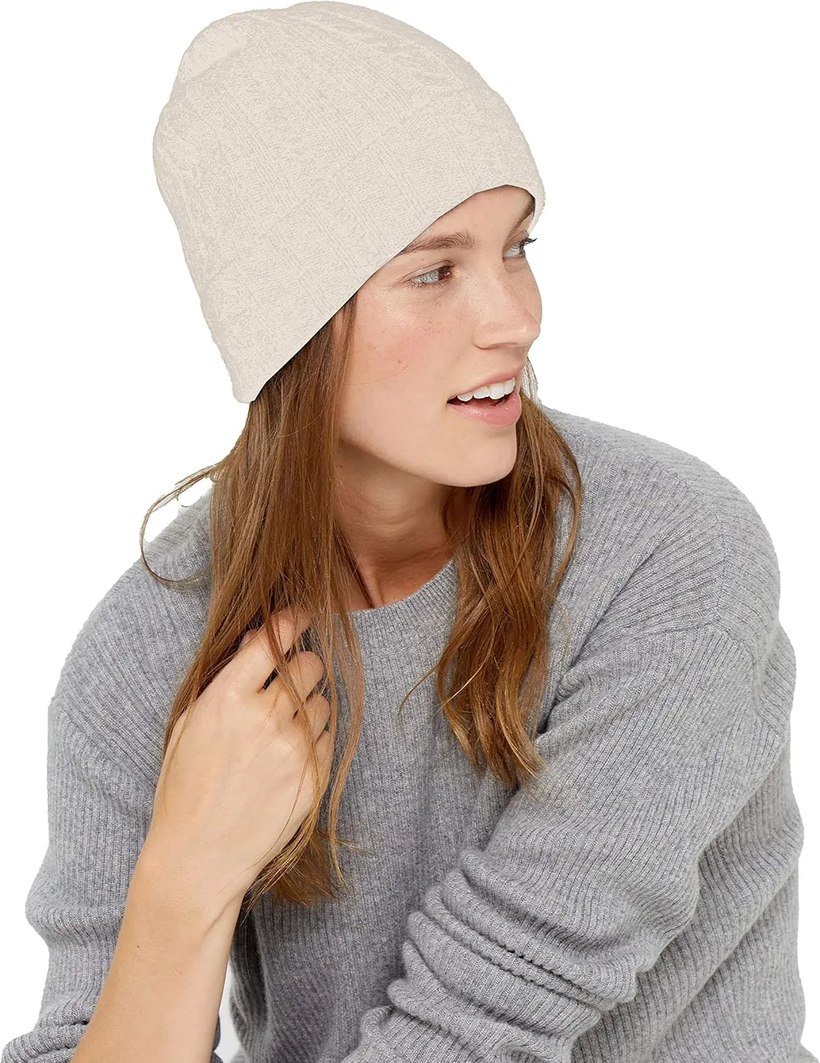 State Cashmere Unisex Cable Knit Cuffed Beanie 100% Pure Cashmere Foldover Hat