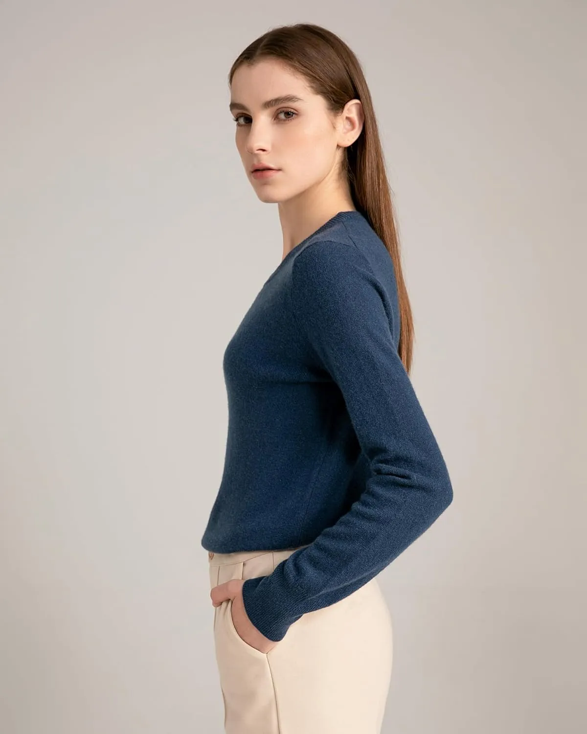 State Cashmere Women’s Essential Crewneck Sweater 100% Pure Cashmere Classic Long Sleeve Pullover