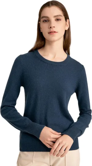 State Cashmere Women’s Essential Crewneck Sweater 100% Pure Cashmere Classic Long Sleeve Pullover