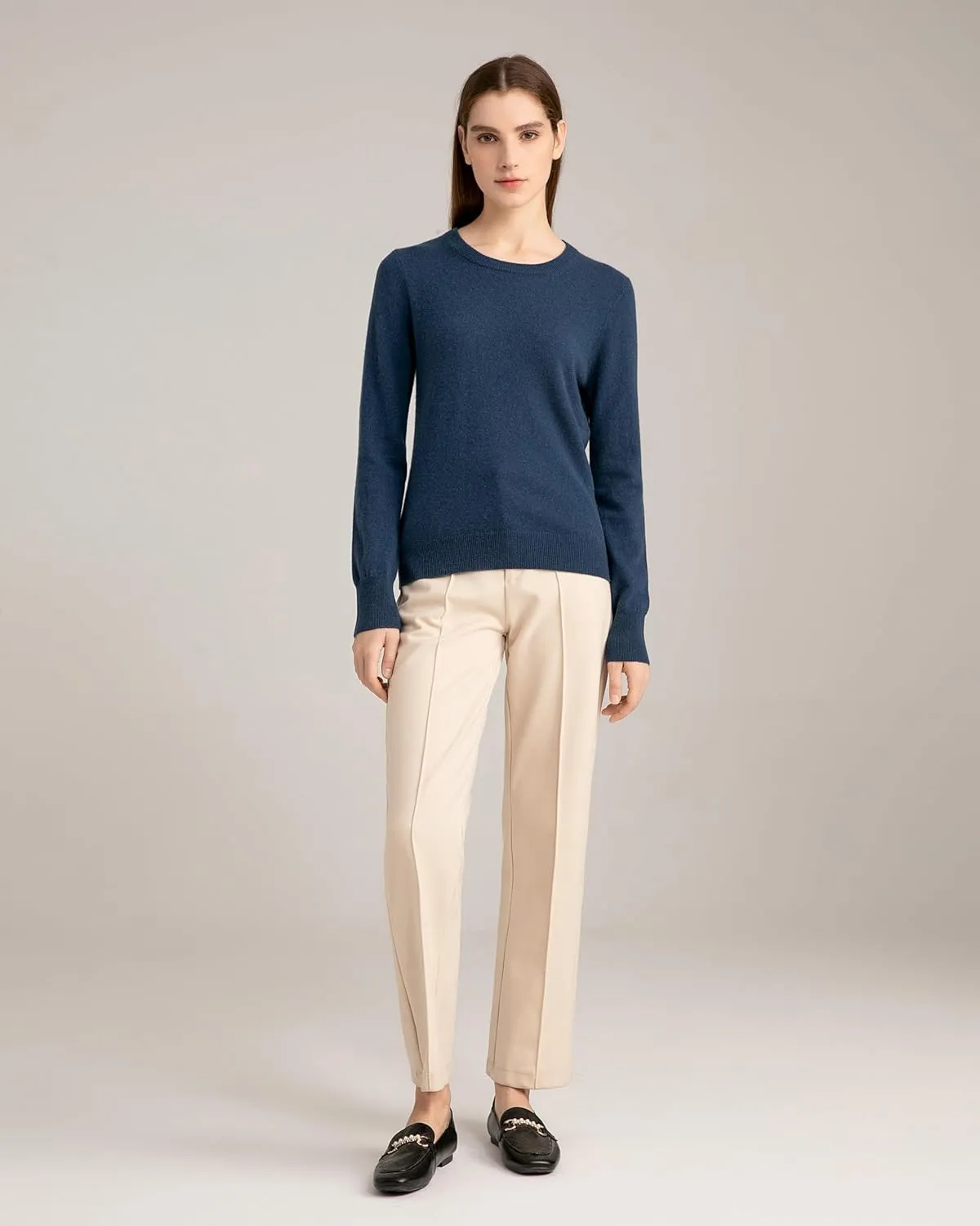 State Cashmere Women’s Essential Crewneck Sweater 100% Pure Cashmere Classic Long Sleeve Pullover