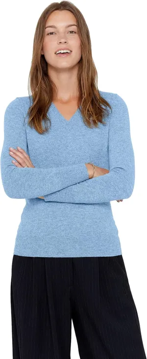 State Cashmere Women’s Essential V-Neck Sweater 100% Pure Cashmere Classic Long Sleeve Pullover