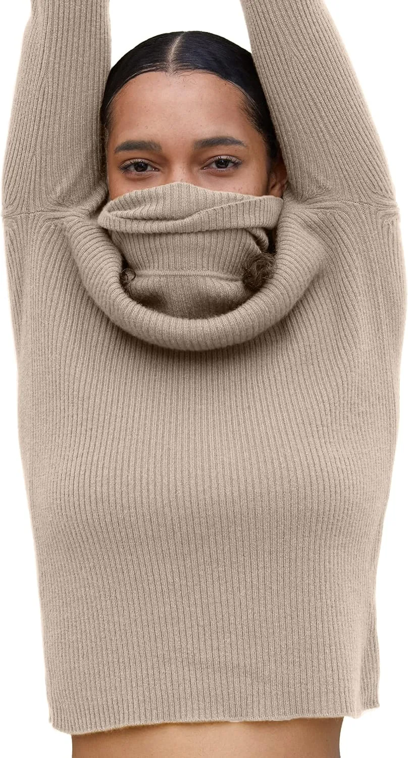 State Cashmere Women’s Ribbed Turtleneck Sweater 100% Pure Cashmere Classic Long Sleeve Pullover