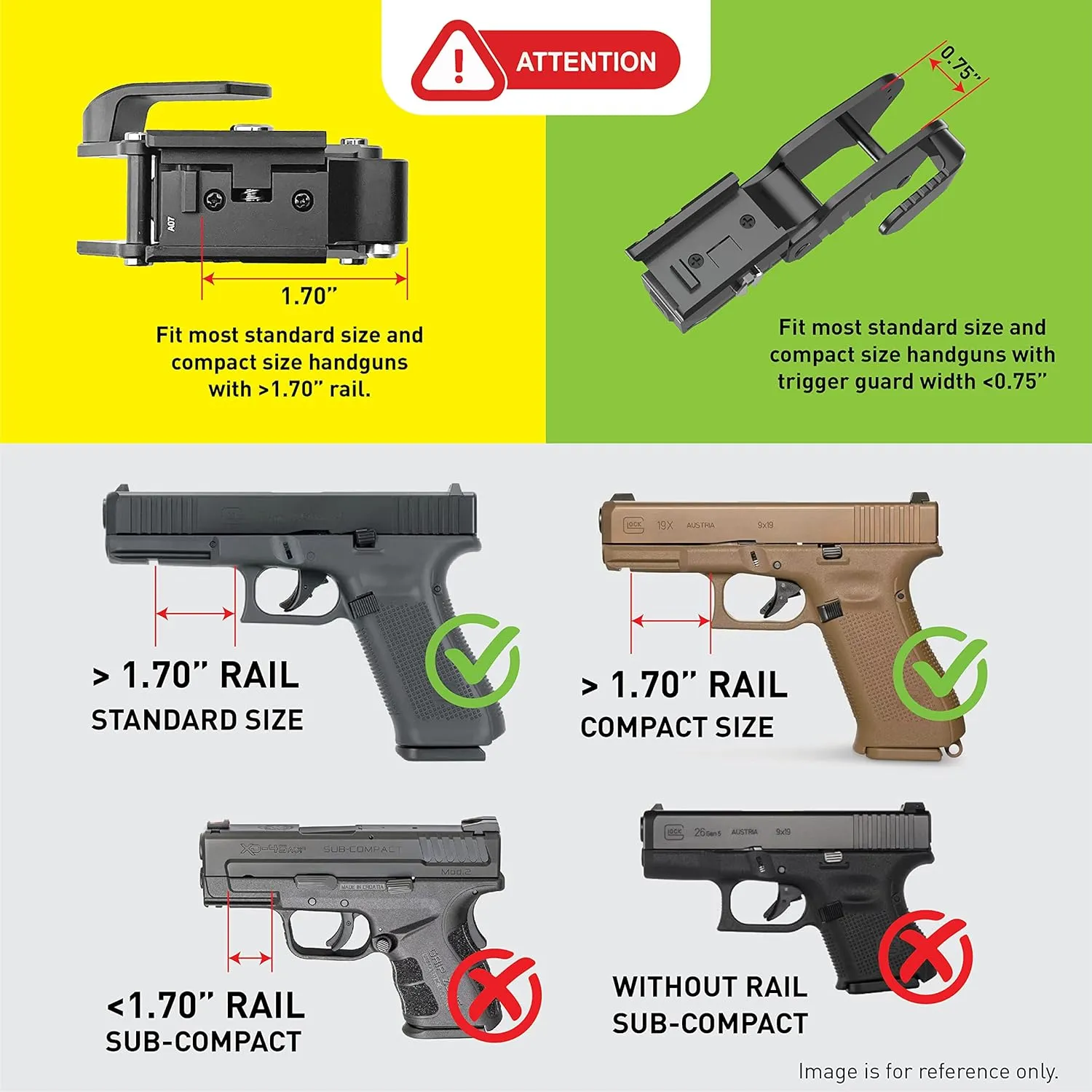 Stinger HL-G Minimalist Holster & Rechargeable Red/Green Laser Sight for Pistol Handgun, Green/Red Dot Sight, Gun Sights, Clip & Quick Draw, IWB Conceal Carry Trigger Guard Holster