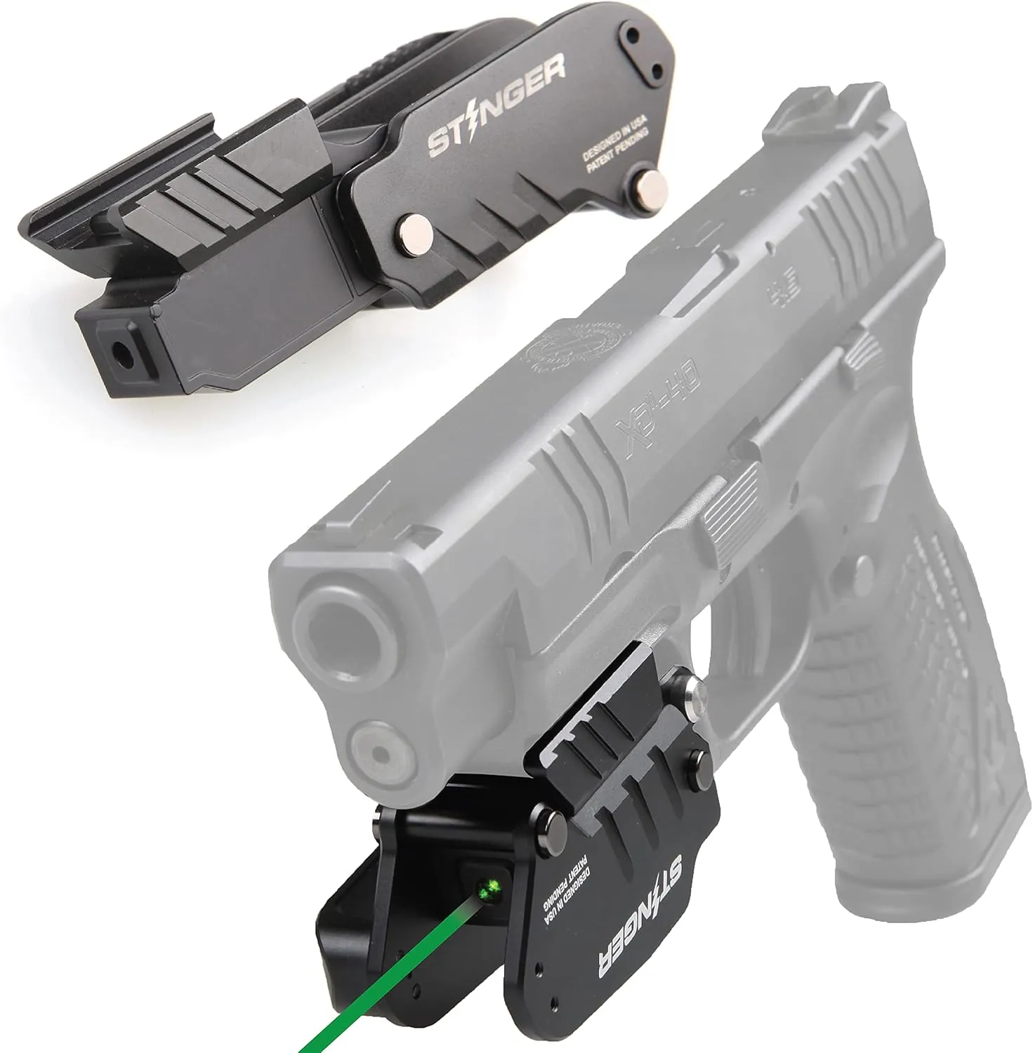 Stinger HL-G Minimalist Holster & Rechargeable Red/Green Laser Sight for Pistol Handgun, Green/Red Dot Sight, Gun Sights, Clip & Quick Draw, IWB Conceal Carry Trigger Guard Holster