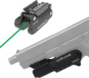 Stinger HL-GL Minimalist Holster & Rechargeable Green Laser Sight for Pistol Handgun, Green Dot Sight, Gun Sights, Clip & Quick Draw, IWB Conceal Carry Trigger Guard Holster (Green Laser, Right Hand)