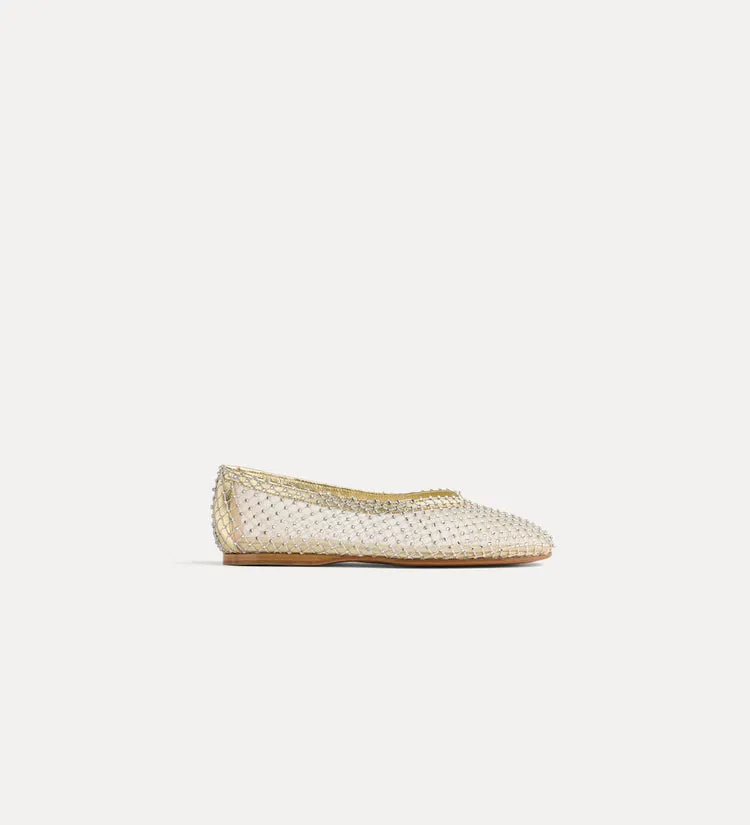 STRASS MESH BALLERINA SHOES