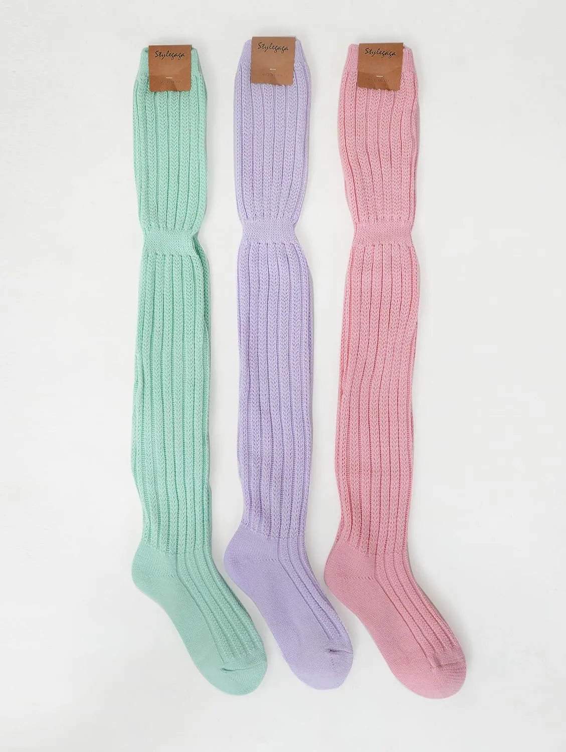 STYLEGAGA Winter Slouch Top Over The Knee High Knit Boot Socks