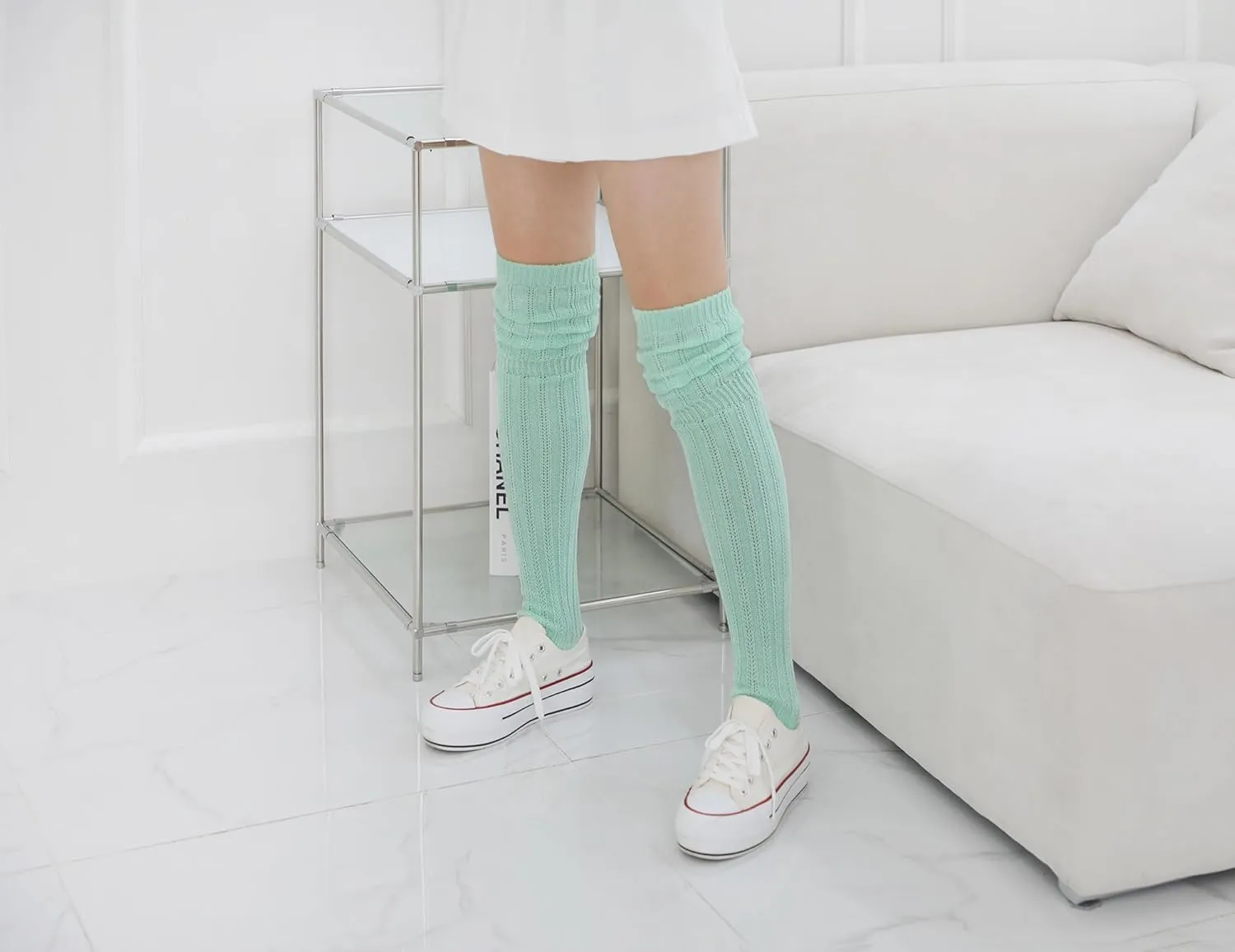 STYLEGAGA Winter Slouch Top Over The Knee High Knit Boot Socks