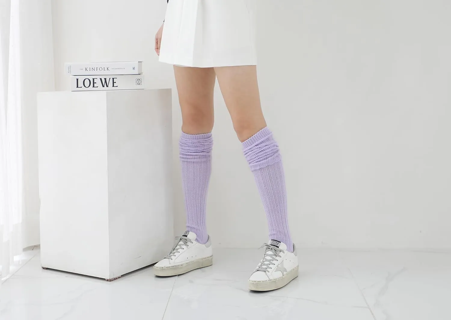 STYLEGAGA Winter Slouch Top Over The Knee High Knit Boot Socks