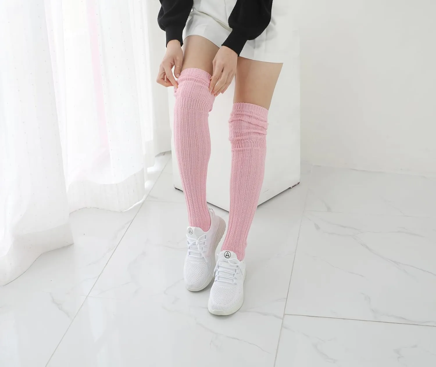 STYLEGAGA Winter Slouch Top Over The Knee High Knit Boot Socks