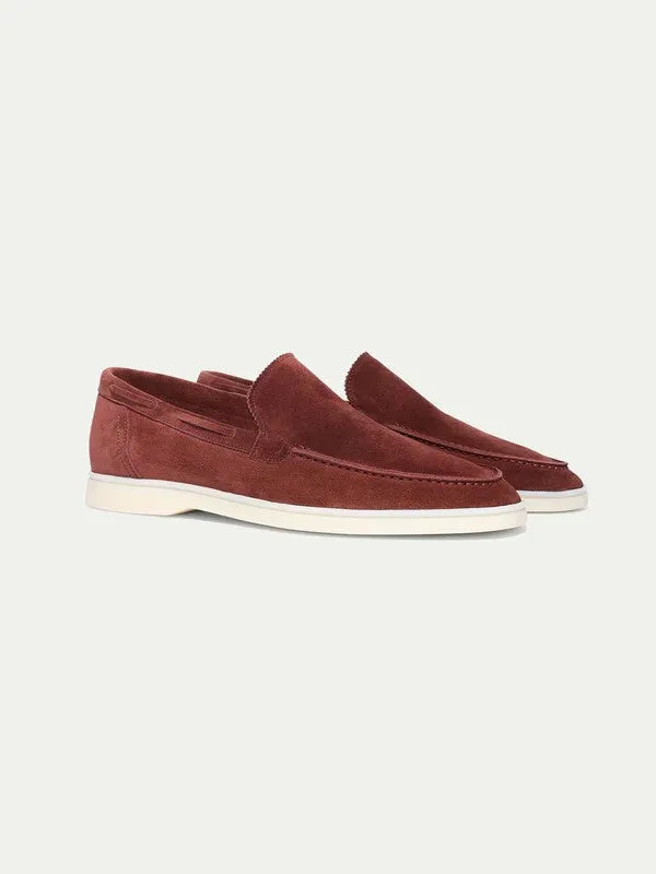 Summer Luxe: Premium Maroon Suede Loafers