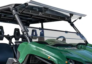 SuperATV Scratch Resistant 3-in-1 Flip Windshield for Yamaha Viking (See Fitment), Open, Vented Or Fully Closed, 1/4” Polycarbonate 250x Stronger than Glass, USA Made
