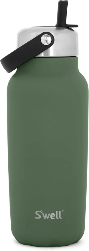 S'well Recycled Stainless Steel Explorer with Flip Straw Lid, 32oz, Green Jasper, Triple Layered Vacuum Insulated Containers Keeps Drinks Cold for 42 Hours and Hot for 10