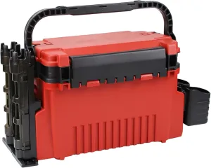 Tackle Box Large Saltwater Tackle Box Organizer Fishing Tackle Storage 2 Layer Large Fishing Bucket Live Fish Bait Bucket with Rod Holder Cup Holder Big Fishing Tackle Boxes (Red)