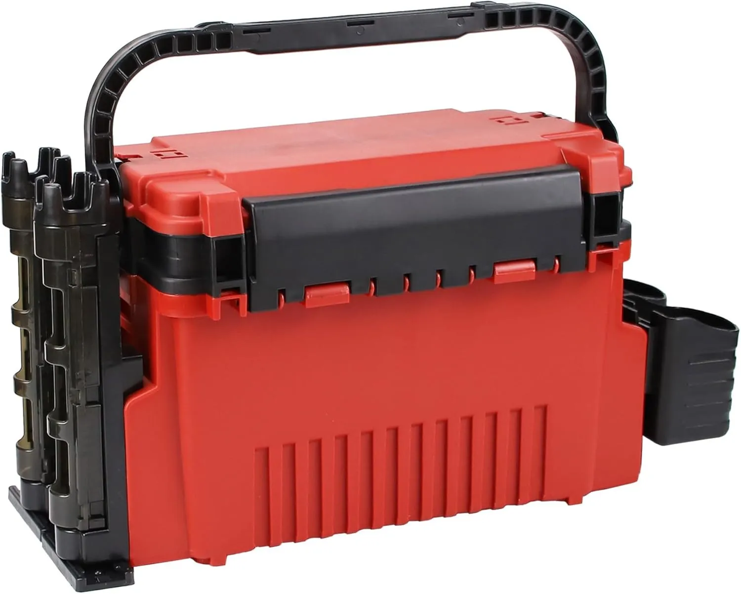 Tackle Box Large Saltwater Tackle Box Organizer Fishing Tackle Storage 2 Layer Large Fishing Bucket Live Fish Bait Bucket with Rod Holder Cup Holder Big Fishing Tackle Boxes (Red)