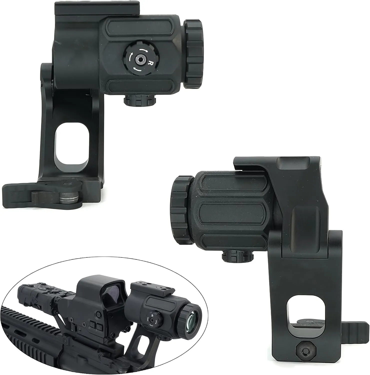 Tactical 3X Magnifier with FTC QD Mount Combo，2.26"/2.91" Optical Centerline Height，Quick Release & Flip-to-Center (FTC) Mechanism，CNC Aluminum