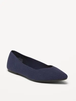 Textured-Knit Pointy-Toe Ballet Flats for Women
