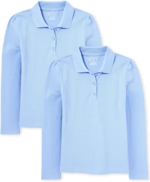 The Children's Place Girls' Long Sleeve Pique Polo 2 Pack