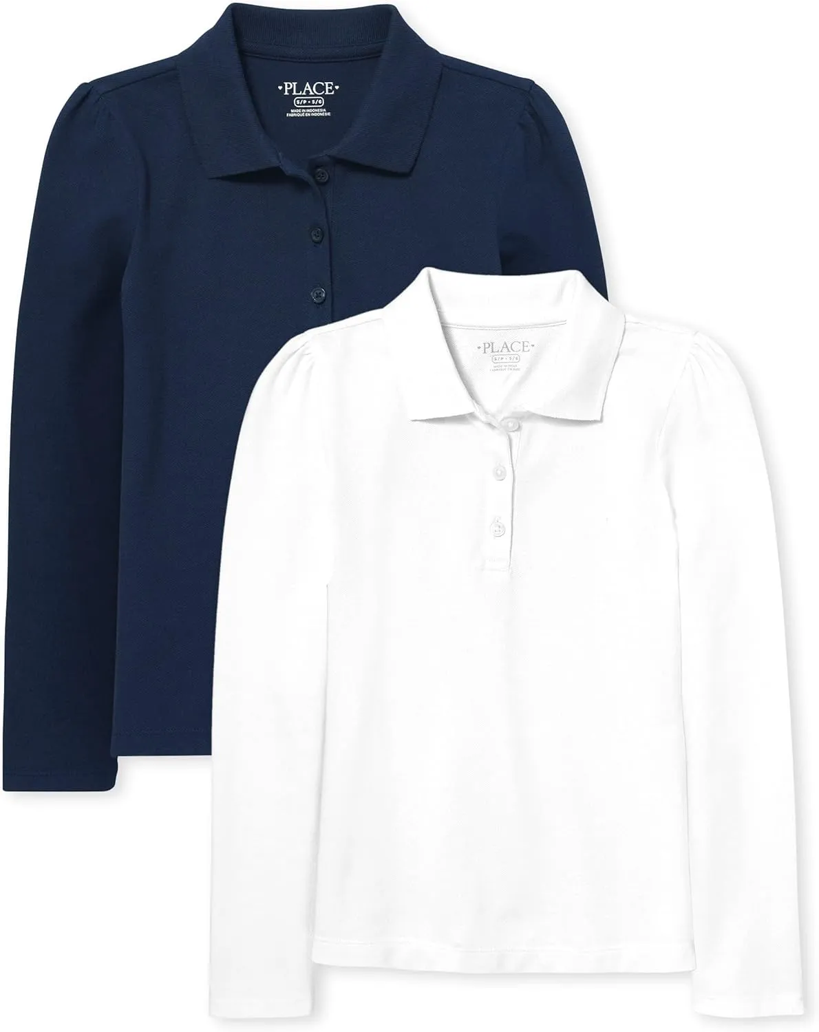 The Children's Place Girls' Long Sleeve Pique Polo 2 Pack