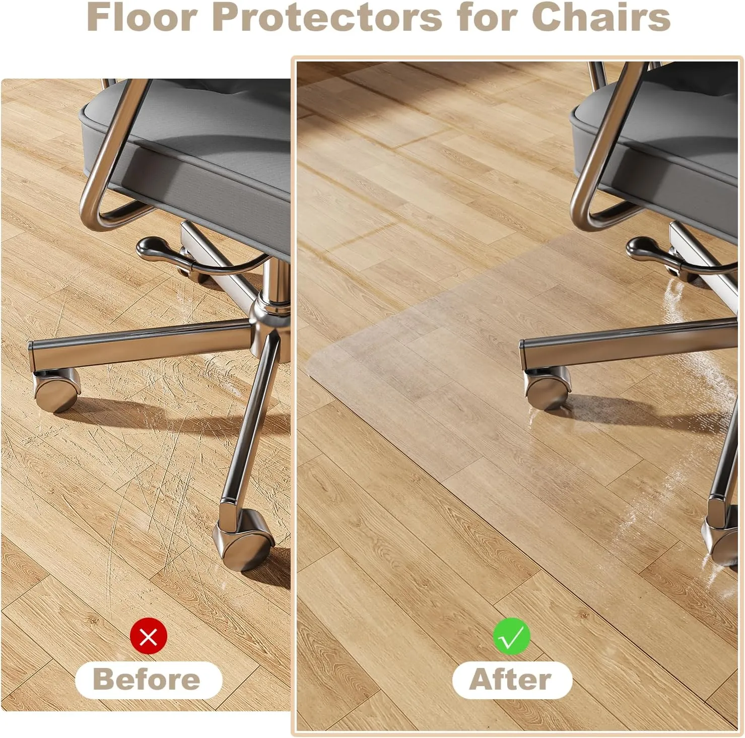 [Thickened to 2.0mm] 36"x48" Computer Chair Mat for Hardwood, PVC Office Mat for Hardwood Floor, Anti-Slip Rolling Chair Floor Protector,Vinyl Mats for Home, Under Desk Mats for Rolling Chairs