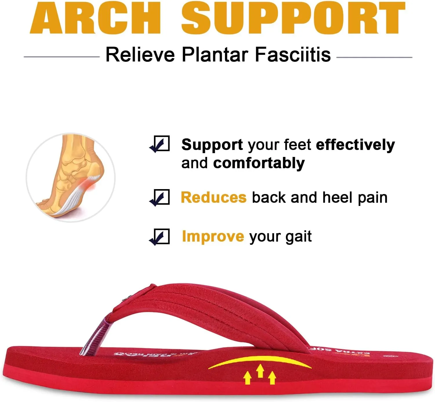 Thong Arch Support Ortho Slippers for Women| Orthopedic Diabetic & Stylish| Lightweight Comfortable & Casual|Pregnancy Anti-Skid Bedroom Daily Use House Flip-Flops Ladies Girls D-15