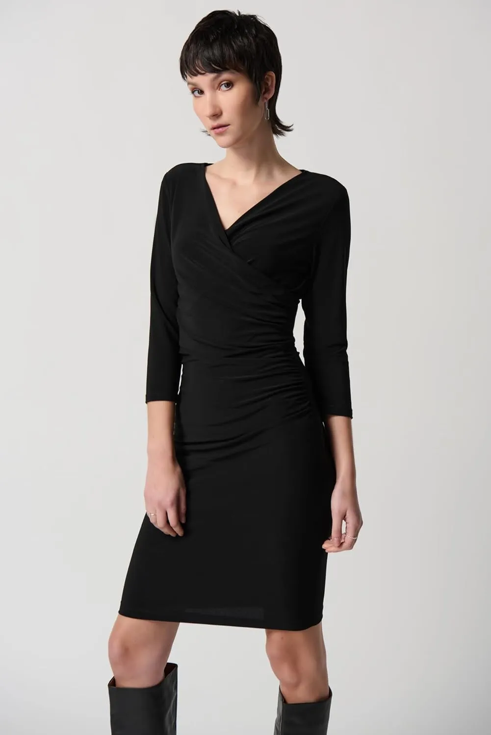 Three-Quarter Sleeve Wrap Dress Style 233305