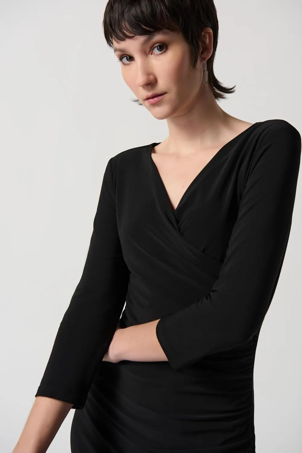 Three-Quarter Sleeve Wrap Dress Style 233305