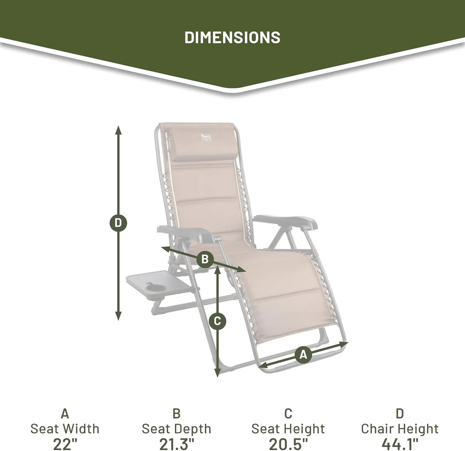 TIMBER RIDGE Zero Gravity Chairs, Folding Recliner Chair Padded with Cup Holder and Headrest, Adjustable Lounge Reclining Chair for Outdoor Camping Lawn Patio Indoor, Supports 350lbs, Brown