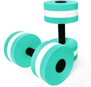 Timoo Aquatic Dumbells Set of 2 Water Dumbbells for Water Aerobics Water Weights for Pool Exercise Set High-Density EVA-Foam Pool Dumbbells, Cyan