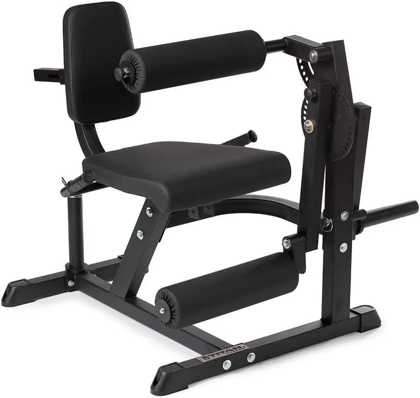 Titan Fitness Plate Loaded Adjustable Leg Extension and Curl Machine, Rated 300 LB, Lower Body Specialty Machine for Extension and Curls, Muscle Focus on Thigh, Quads and Hamstrings