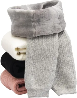 Toddler Baby Girls Winter Fleece Lined Leggings Knit Thick Warm Full Length Tights Basic Velvet Pants