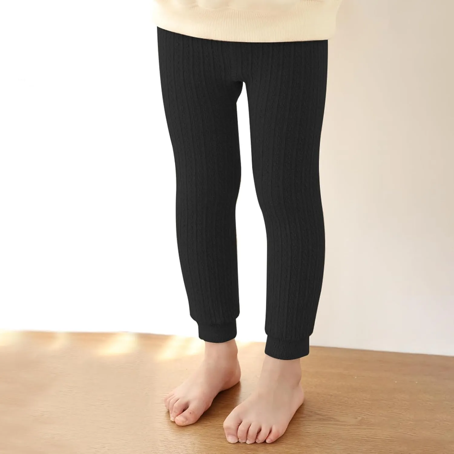 Toddler Baby Girls Winter Fleece Lined Leggings Knit Thick Warm Full Length Tights Basic Velvet Pants