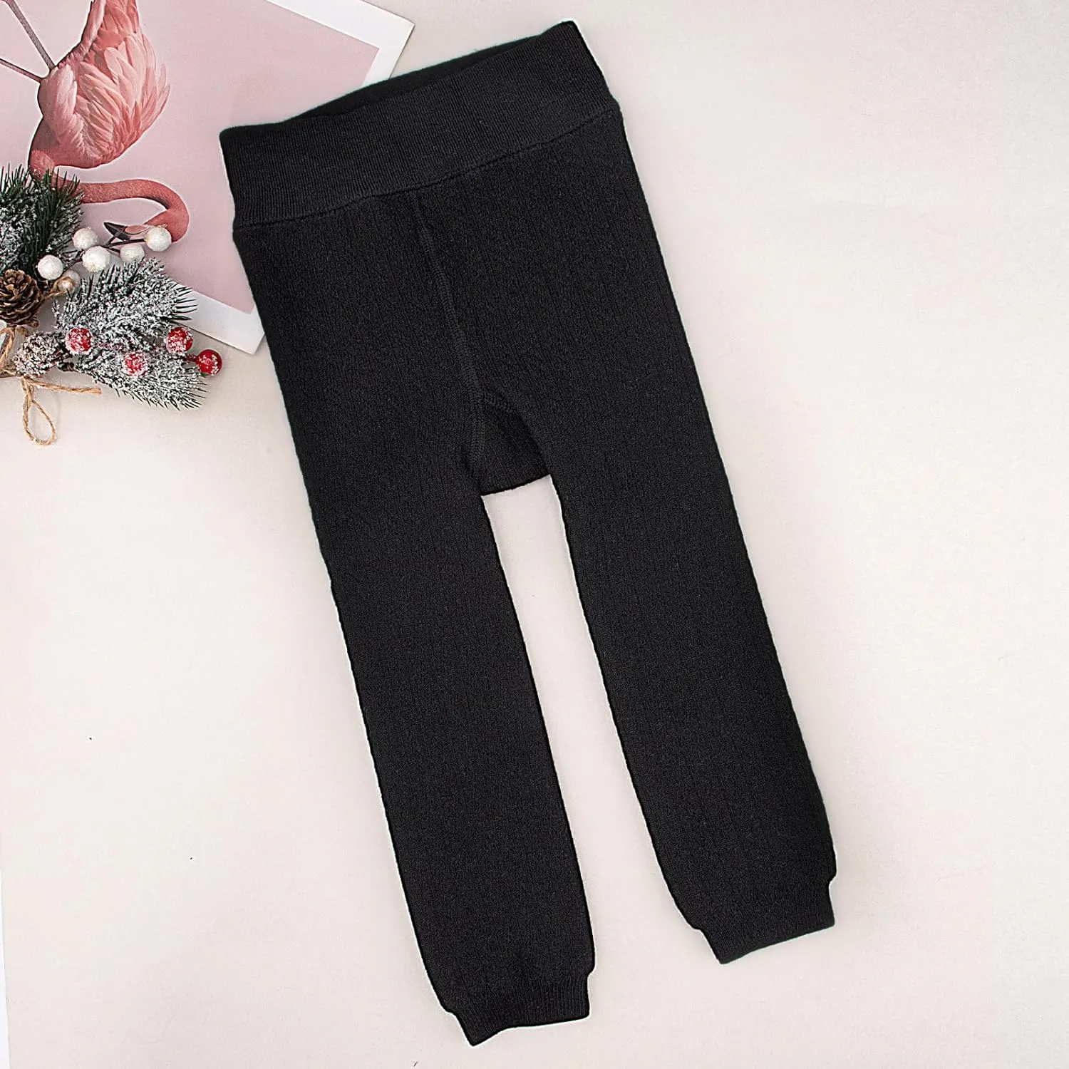 Toddler Baby Girls Winter Fleece Lined Leggings Knit Thick Warm Full Length Tights Basic Velvet Pants