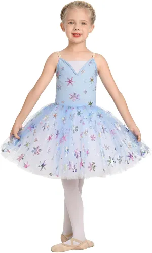 Toddler Ballet Leotards for Girls Glitter Tulle Skirt 2PCS Ruffle Sleeve Tutu Dresses with Hair Clip One Piece Outfits