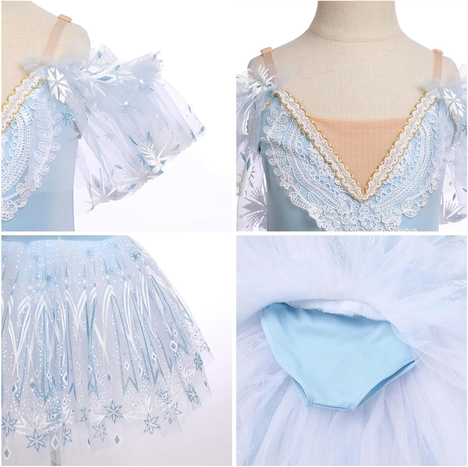Toddler Ballet Leotards for Girls Glitter Tulle Skirt 2PCS Ruffle Sleeve Tutu Dresses with Hair Clip One Piece Outfits