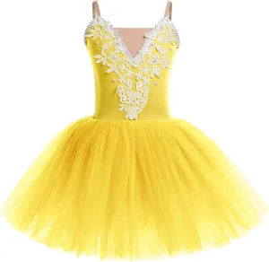 Toddler Ballet Leotards for Girls Glitter Tulle Skirt 2PCS Ruffle Sleeve Tutu Dresses with Hair Clip One Piece Outfits