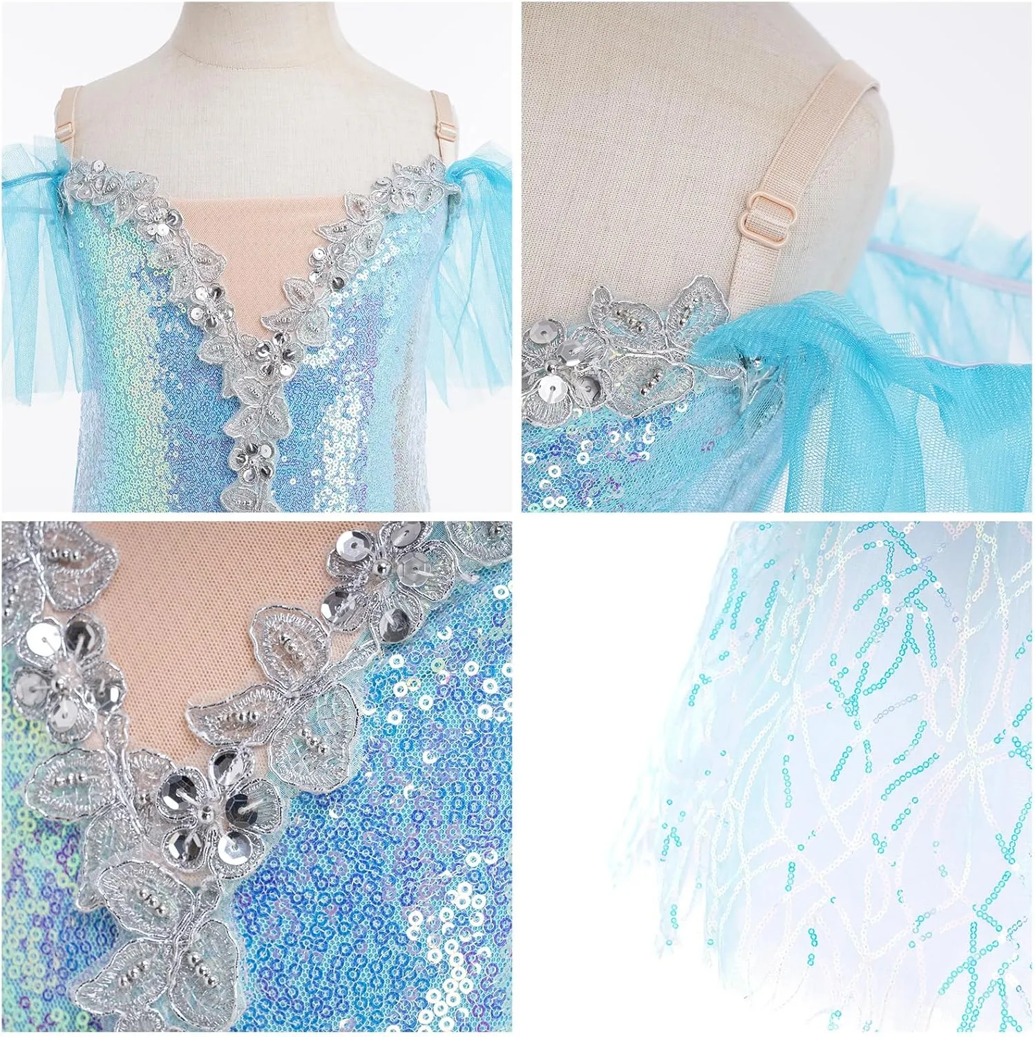 Toddler Ballet Leotards for Girls Glitter Tulle Skirt 2PCS Ruffle Sleeve Tutu Dresses with Hair Clip One Piece Outfits