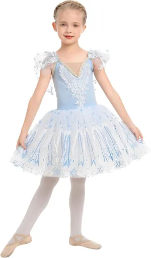 Toddler Ballet Leotards for Girls Glitter Tulle Skirt 2PCS Ruffle Sleeve Tutu Dresses with Hair Clip One Piece Outfits