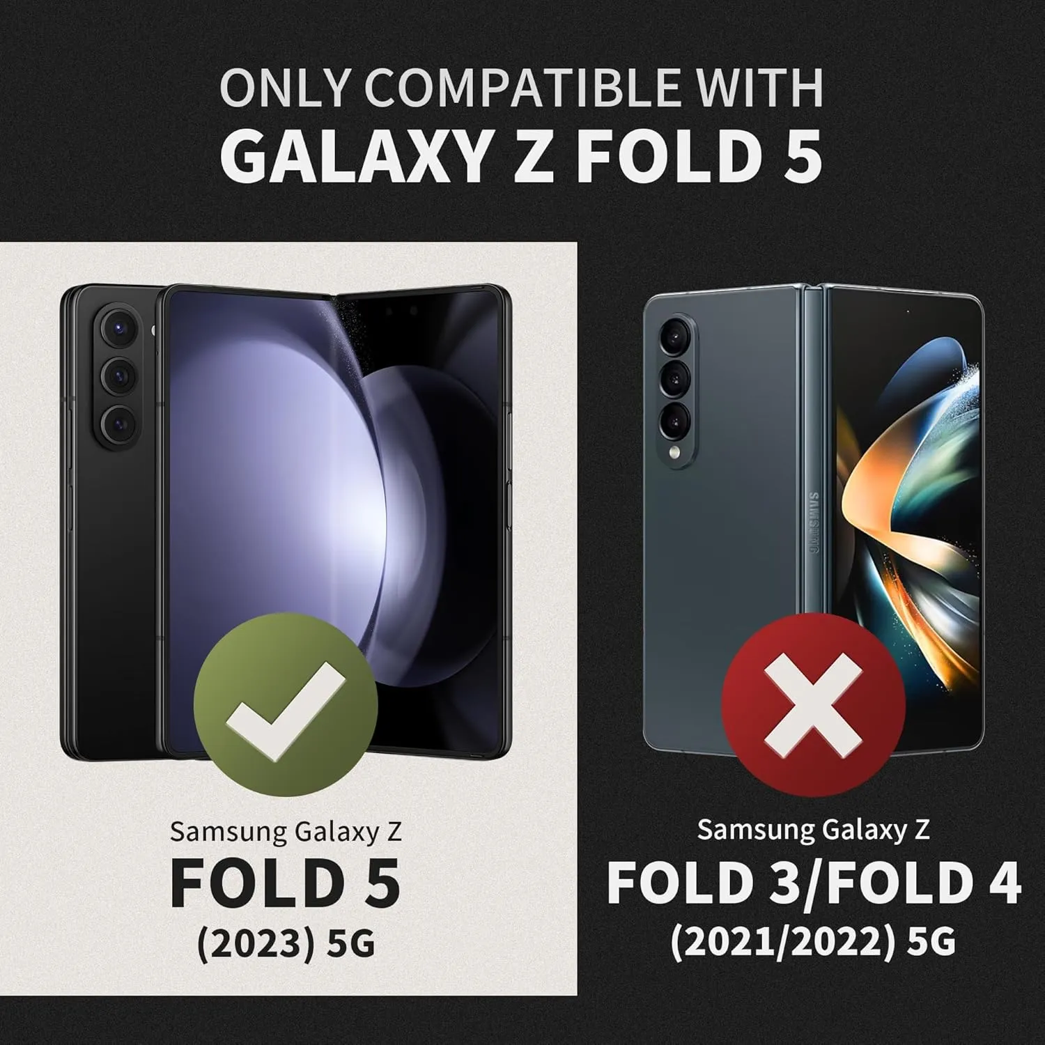 TONGATE for Z Fold 5 Case, [with S Pen Holder & Hinge Protection] [Glass Screen Protector & Slide Camera Cover] Military Drop Phone Case for Samsung Galaxy Z Fold 5 Cases with Stand & Belt Clip, Black