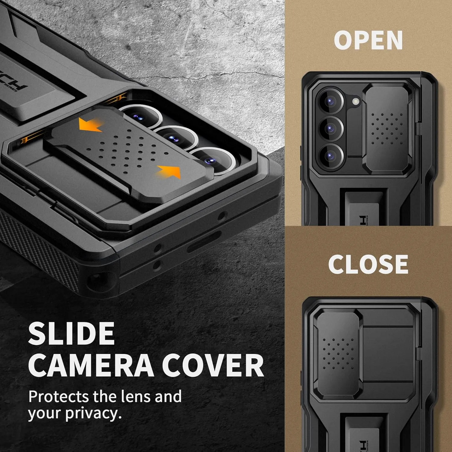 TONGATE for Z Fold 6 Case with Ring Stand, Built-in S Pen Holder & Glass Screen Protector Shockproof Rugged Z6 Phone Case with Slide Camera Cover & Belt Clip for Samsung Galaxy Z Fold 6 2024, Black