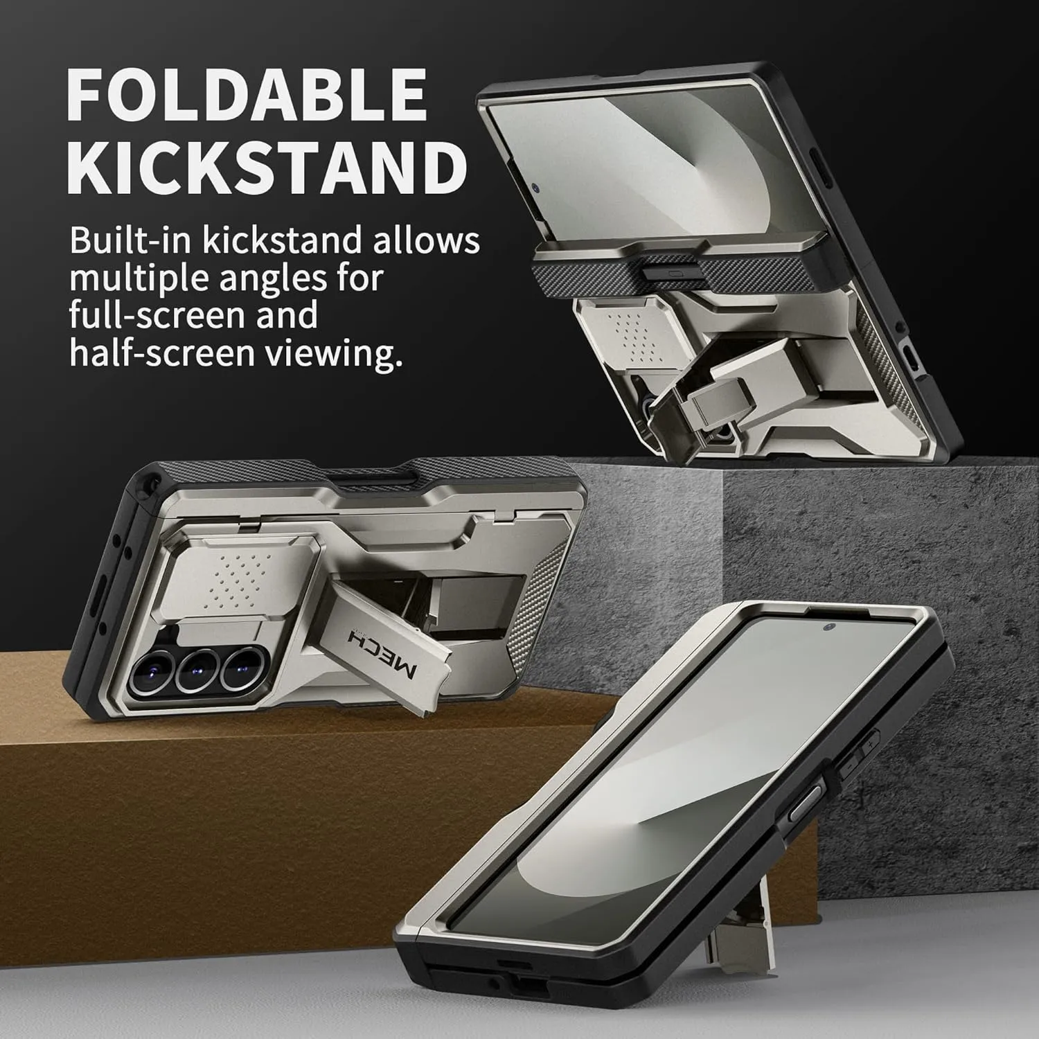 TONGATE for Z Fold 6 Case, [with S Pen Slot & Hinge Protection] [Tempered Glass Screen Protector] Full-Body Military Drop Phone Case for Samsung Galaxy Z Fold 6 with Kickstand & Belt Clip, Gray